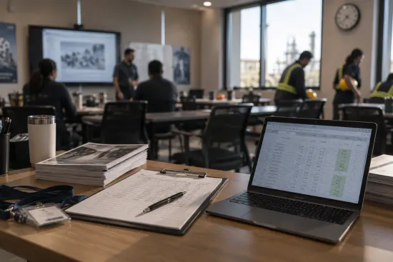 Staff attending a training session in a meeting room