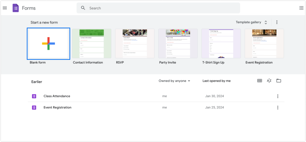 create a google form