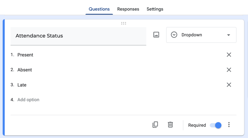 attendance status google form