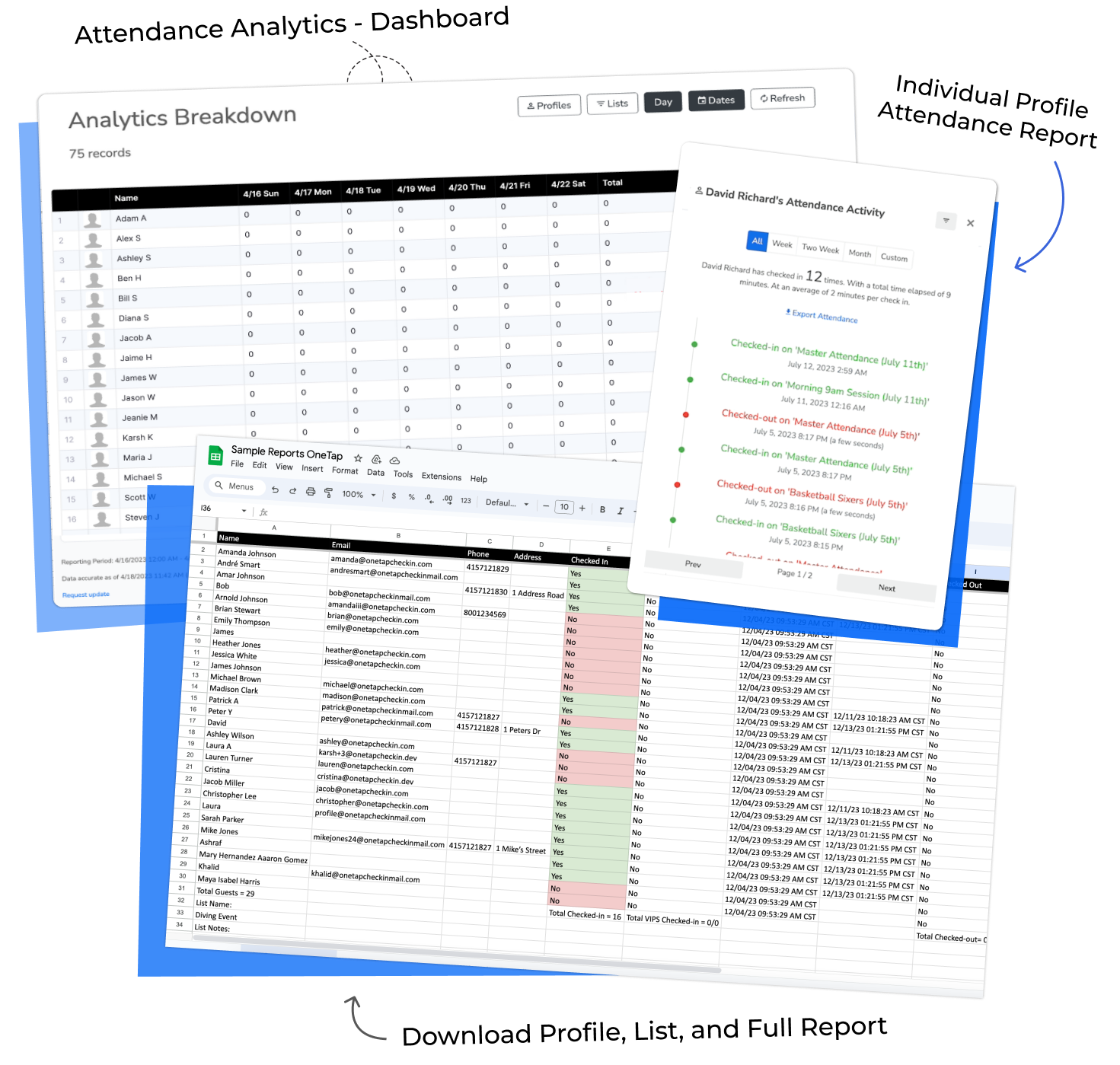 checkin app and visitor logs in excel reports with OneTap