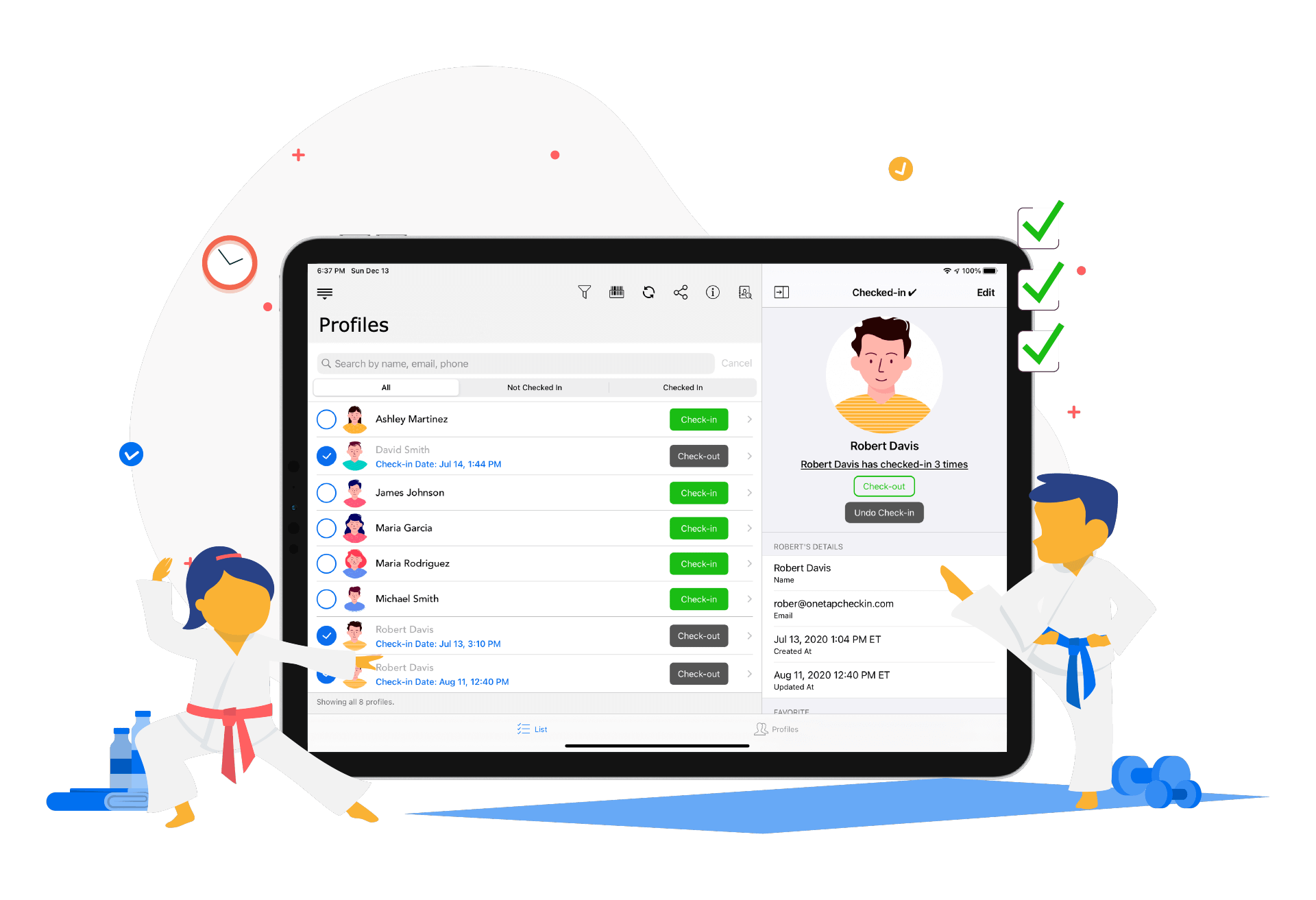 Martial arts check-in software taekwando