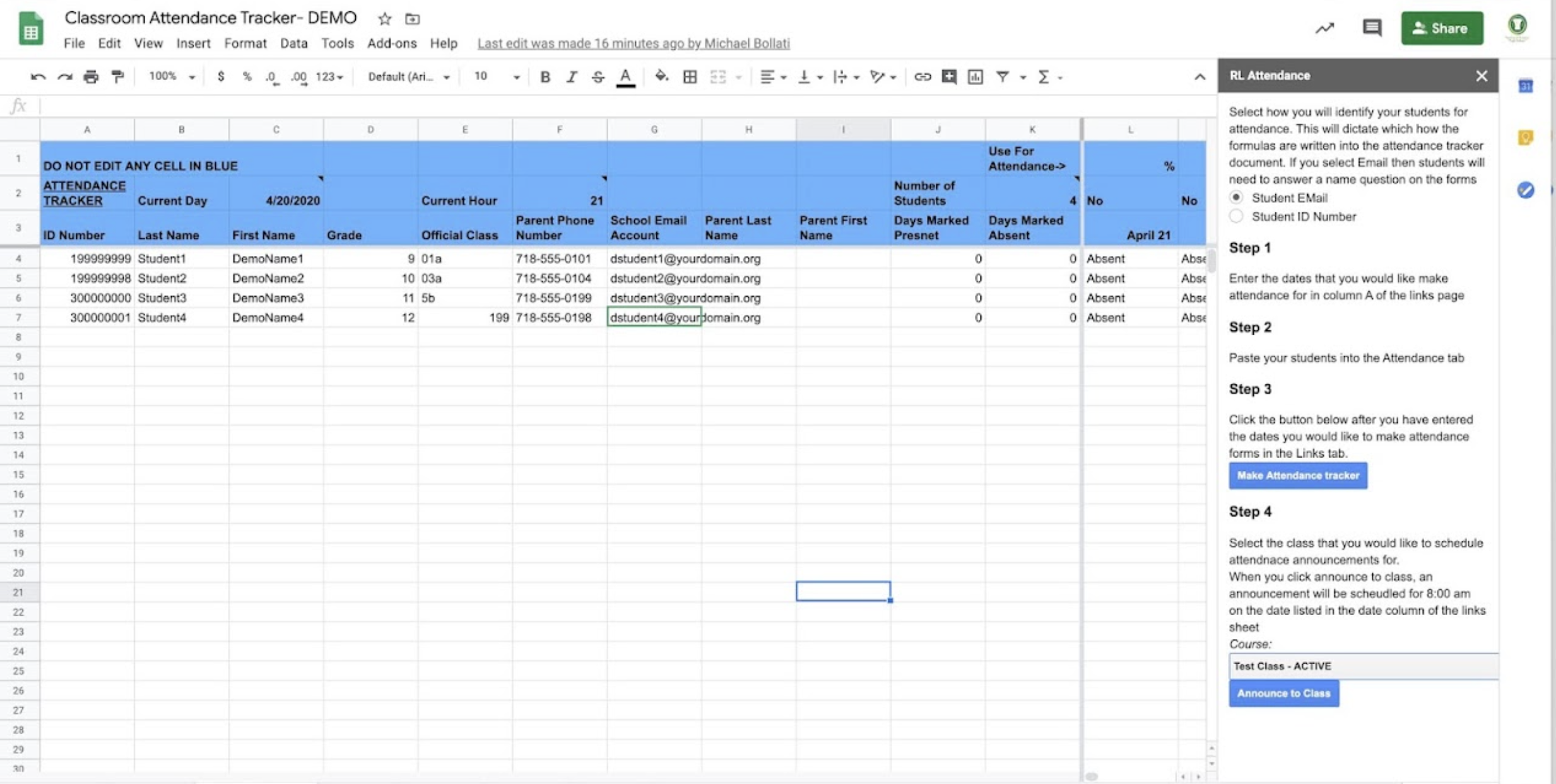 Classroom Attendance Tracker AddOn