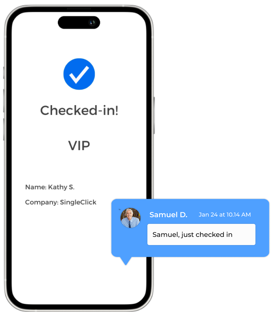 sms alerts after checkin with onetap