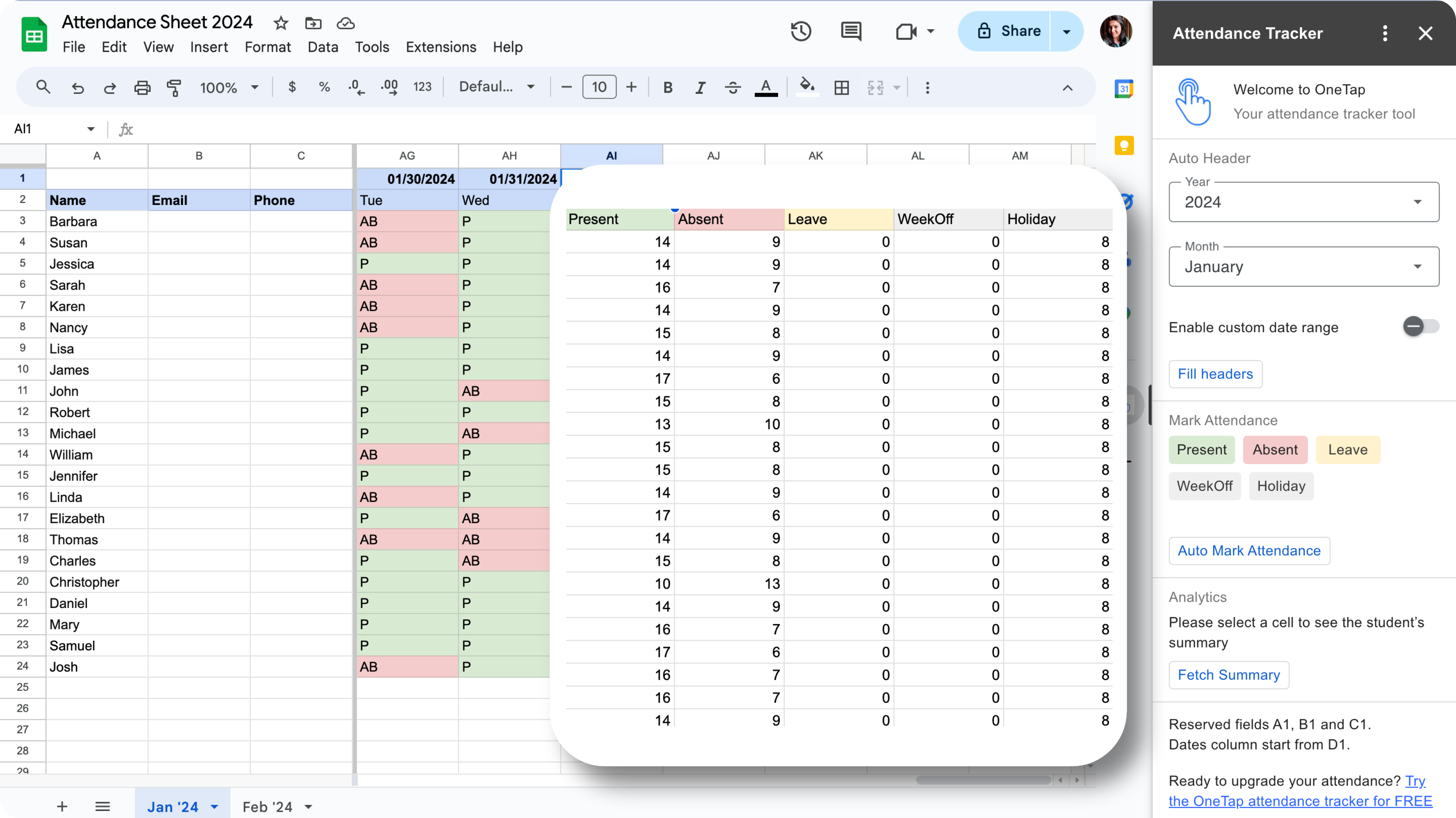 Attendance Analytics by OneTap AddOn