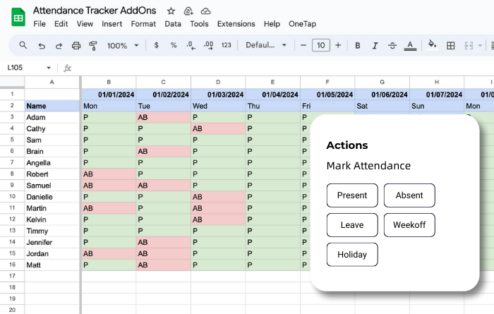 Capture attendance in one click 