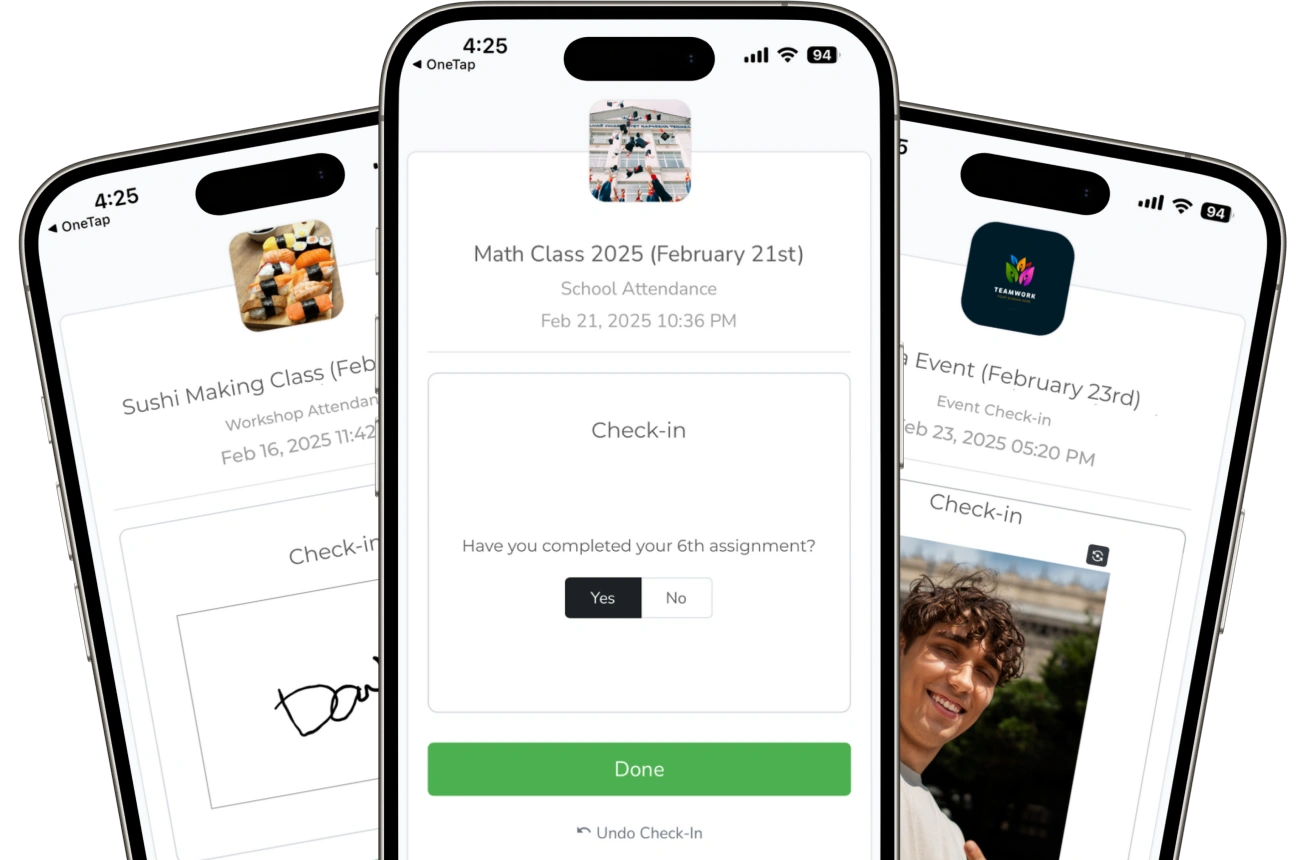 custom check-in methods by OneTap attendance app