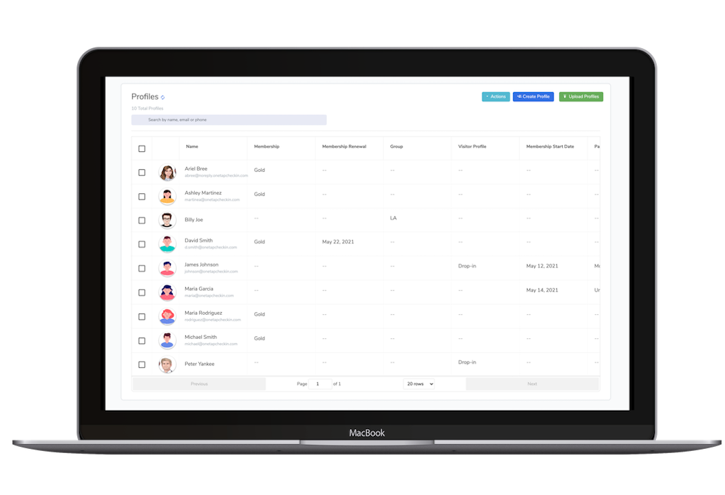 Attendance reports on OneTap digital check-in / sign-in app