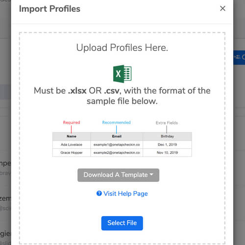 Upload your members form excel