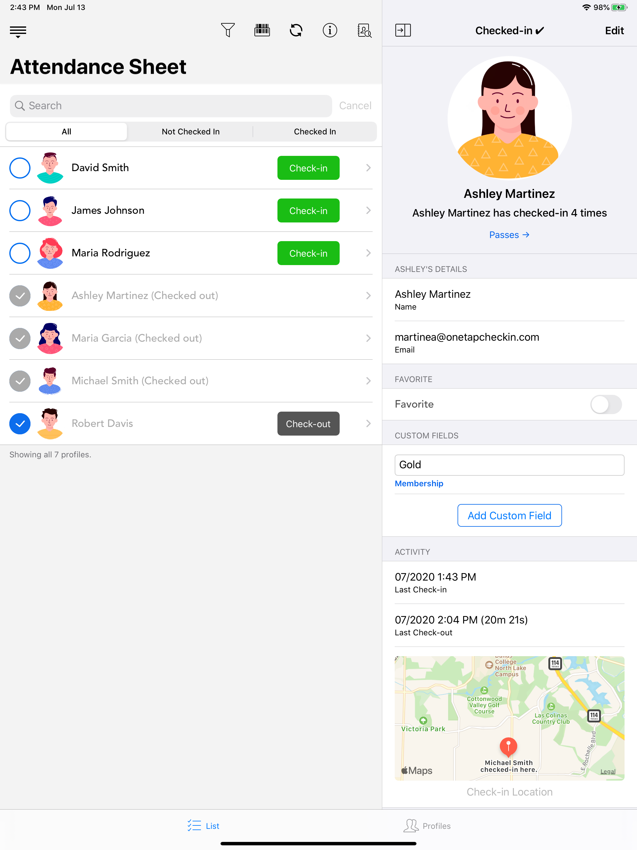 ipad check-ins