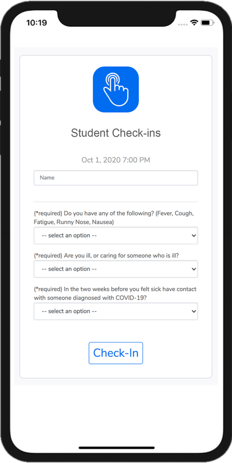 Student check-in phone app