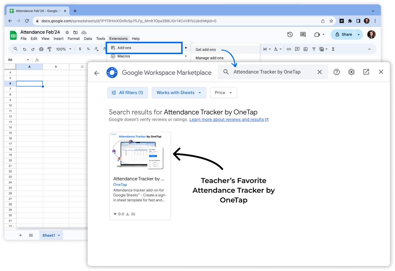 Teacher's favorite attendance tracker add-on